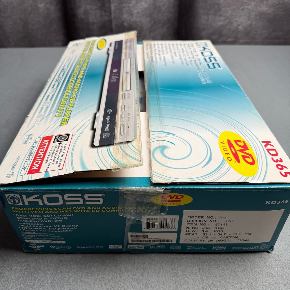 Koss KD365 Progressive Scan DVD Audio CD Player MP3 WMA Silver Region 1 New